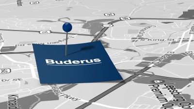 Buderus-logo op een landkaart