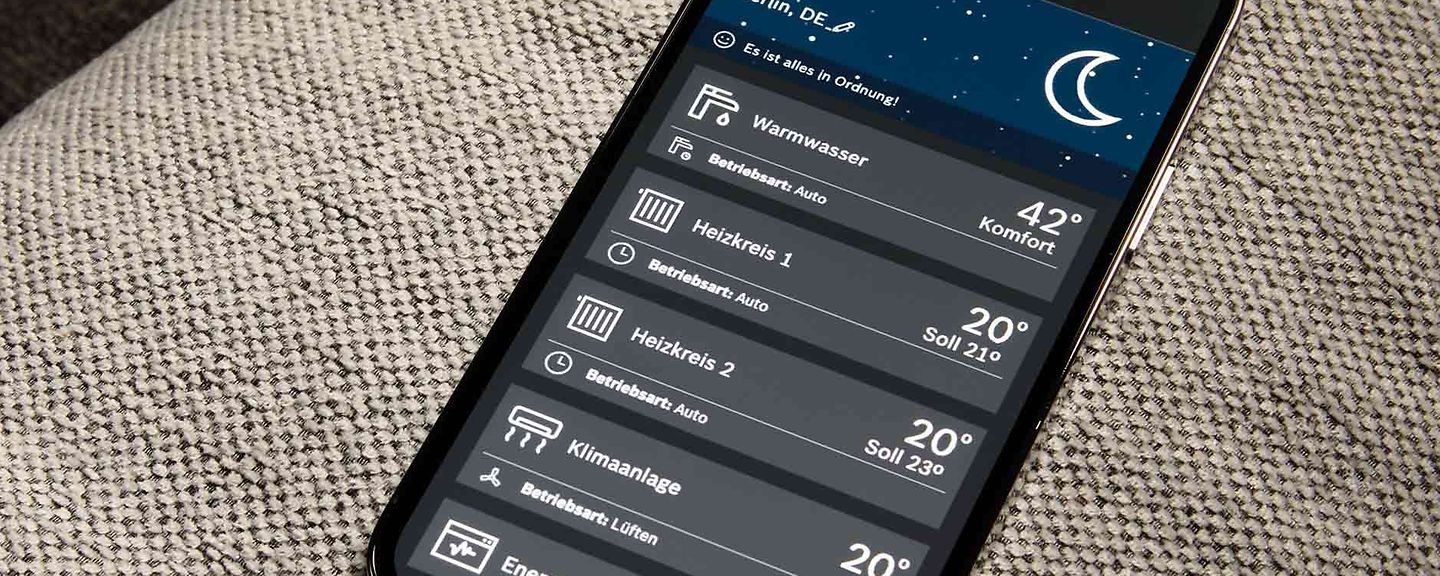 De app MyBuderus op een telefoon
