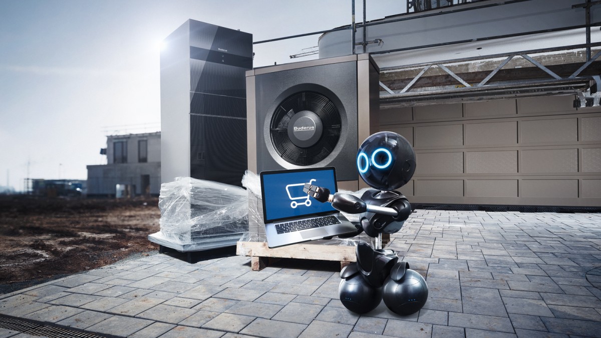 Buderus-robot toont de Buderus eShop