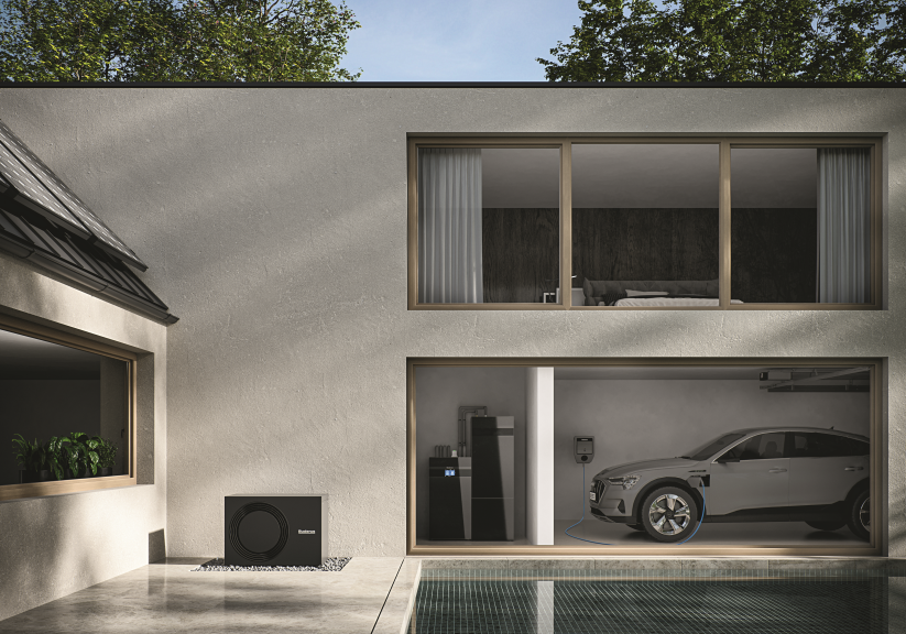 electric car in garage